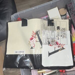 Tote Bag with A Letter for Women Canvas Tote Bag